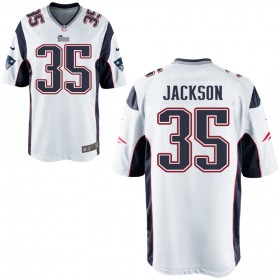 Nike Men's New England Patriots Game White Jersey JACKSON#35