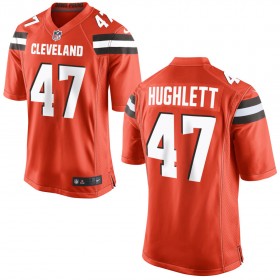 Nike Cleveland Browns Mens Orange Game Jersey HUGHLETT#47