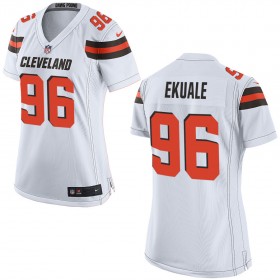 Nike Cleveland Browns Womens White Game Jersey EKUALE#96