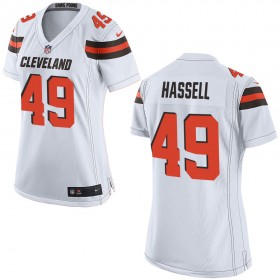 Nike Cleveland Browns Womens White Game Jersey HASSELL#49