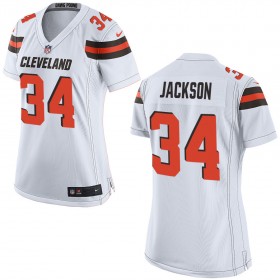 Nike Cleveland Browns Womens White Game Jersey JACKSON#34
